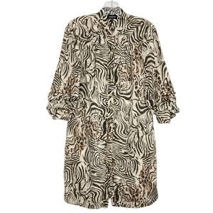 BEBE Animal Print SILK Blend Shirt Dress